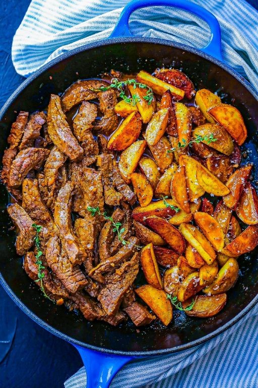 Garlic Butter Hamburger Skillet Potatoes
