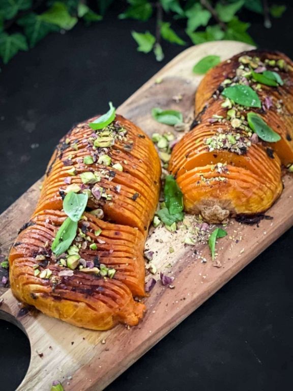 Garlic Butter Hasselback Butternut Squash