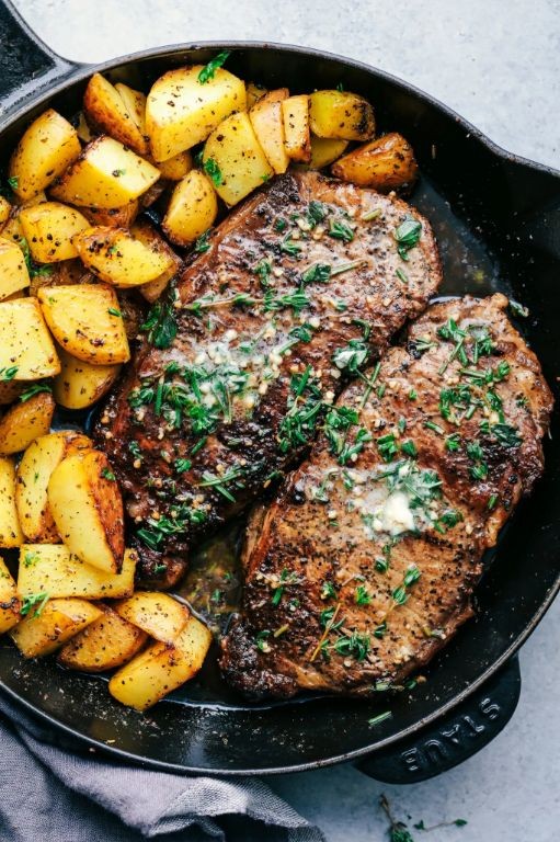 Garlic Butter Herb Steak with Roasted Potatoes