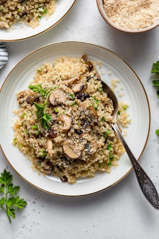Garlic Butter Mushroom Quinoa Pilaf