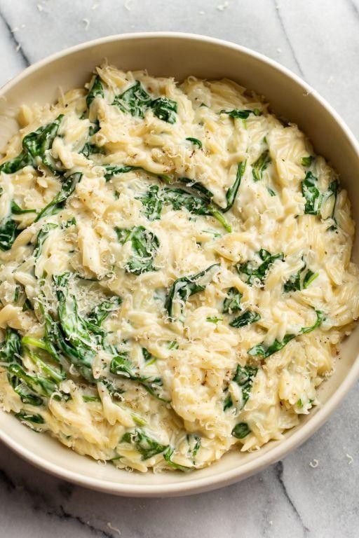 Garlic Butter Orzo with Spinach
