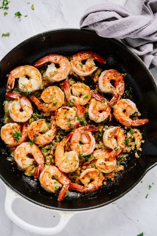Garlic Butter Shell On Shrimp Skillet
