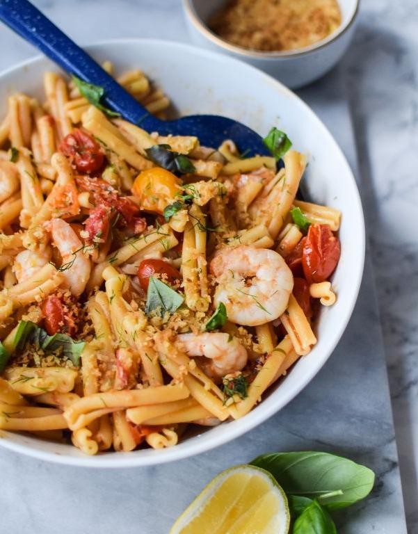 Garlic Butter Shrimp Casarecce