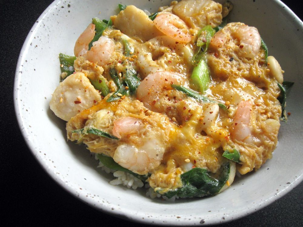 Garlic Butter Shrimp Oyakodon