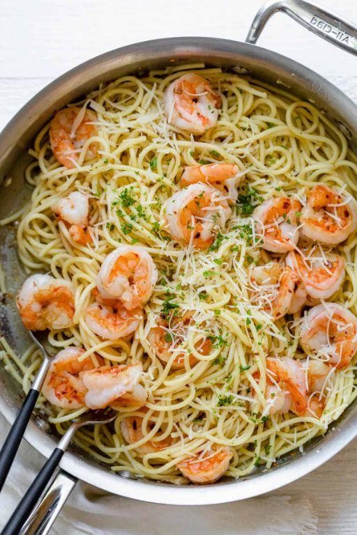 Garlic Butter Shrimp and Cottage Cheese Pasta