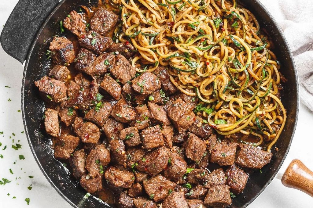Garlic Butter Steak with Zucchini Noodles