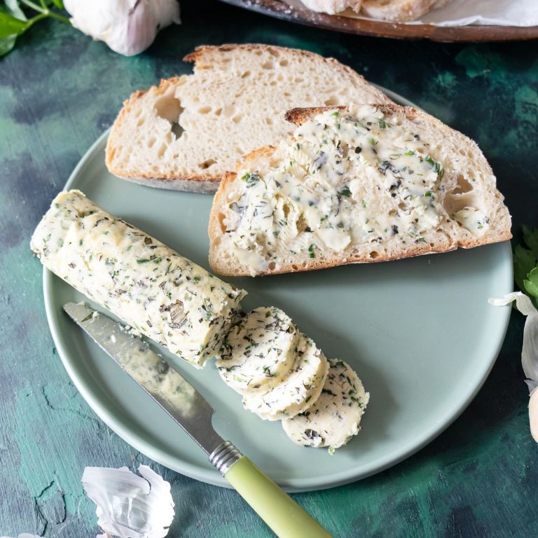 Garlic Herb Hoe Cakes with Whipped Butter