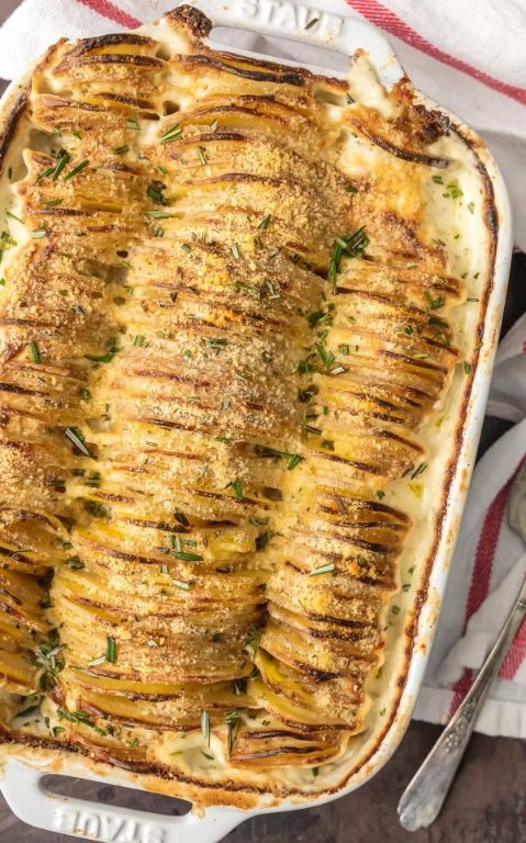 Garlic Herb Scalloped Potatoes with Ham