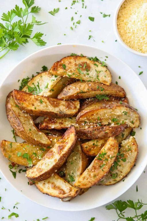 Garlic Parmesan Air Fryer Potato Wedges