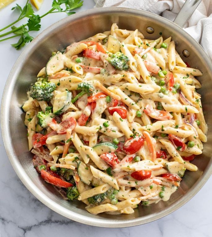 Garlic Parmesan Pasta Primavera