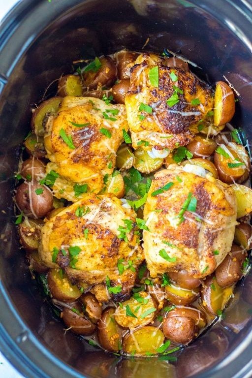 Garlic Parmesan Slow Cooker Chicken Legs