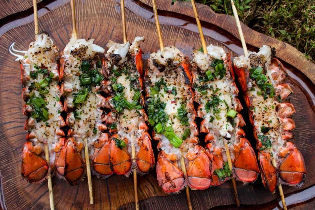 Garlic and Herb Grilled Lobster Tail Skewers