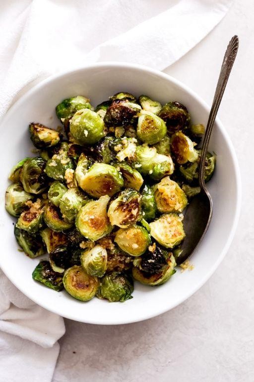 Garlic butter roasted Brussels sprouts