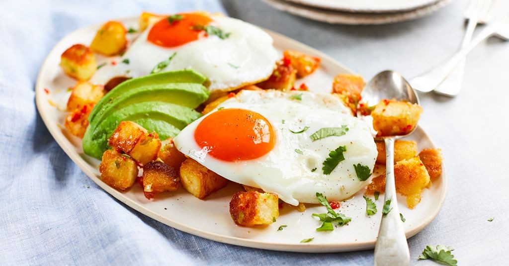 Garlicky Roasted Potatoes with Fried Eggs