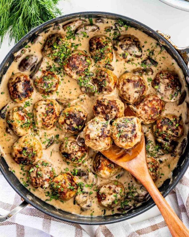 German-Style Meatballs in Creamy Mushroom Sauce