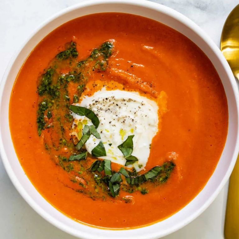 Giant Marconi Pepper Soup with Fresh Basil