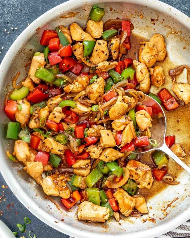 Giant Marconi Pepper and Chicken Stir-Fry