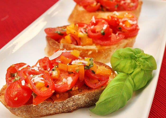Giant Marconi Pepper and Tomato Bruschetta