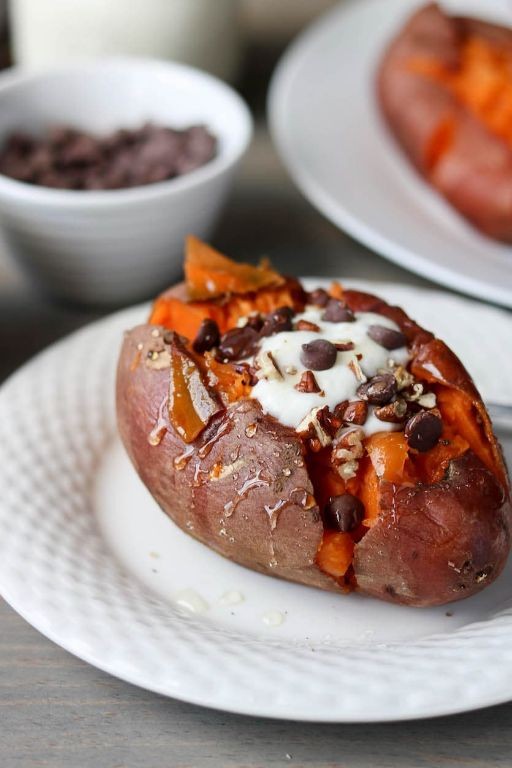 Glucose-stuffed roasted sweet potatoes