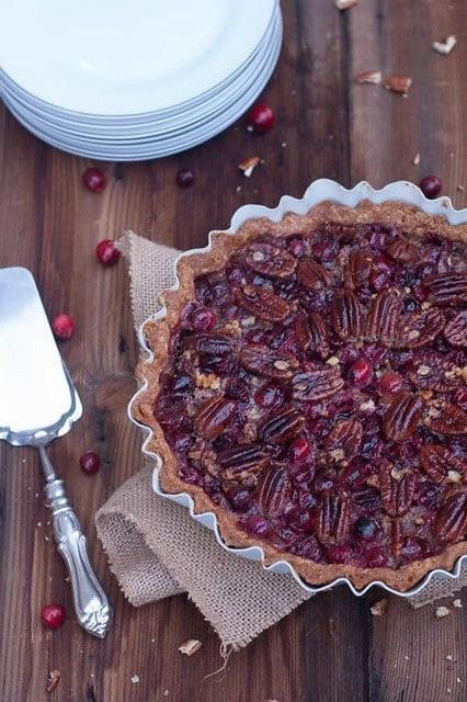 Gluten-Free Cranberry Pecan Pie with Maple Syrup