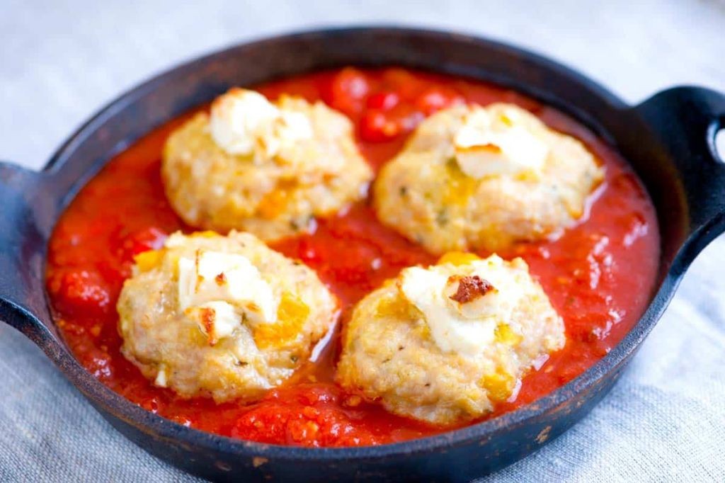 Goat Cheese Chicken Meatballs with Marinara