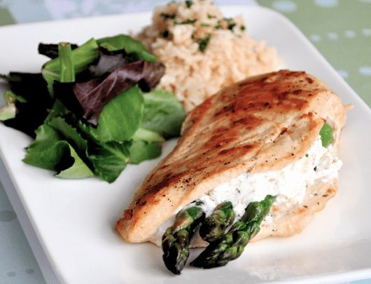 Goat Cheese Chicken and Asparagus Bake