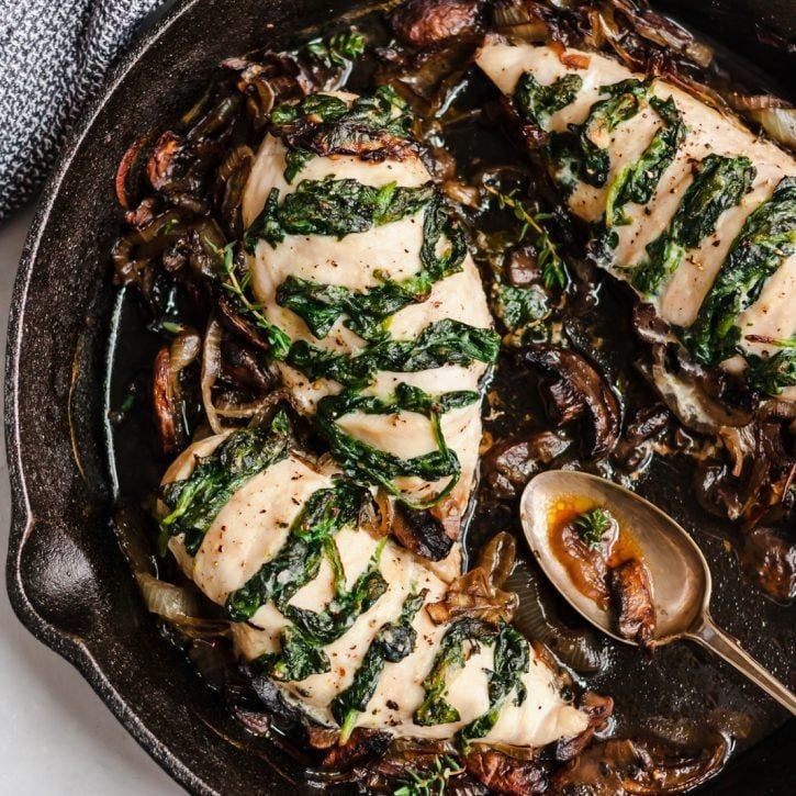 Goat Cheese Stuffed Chicken Breast with Spinach