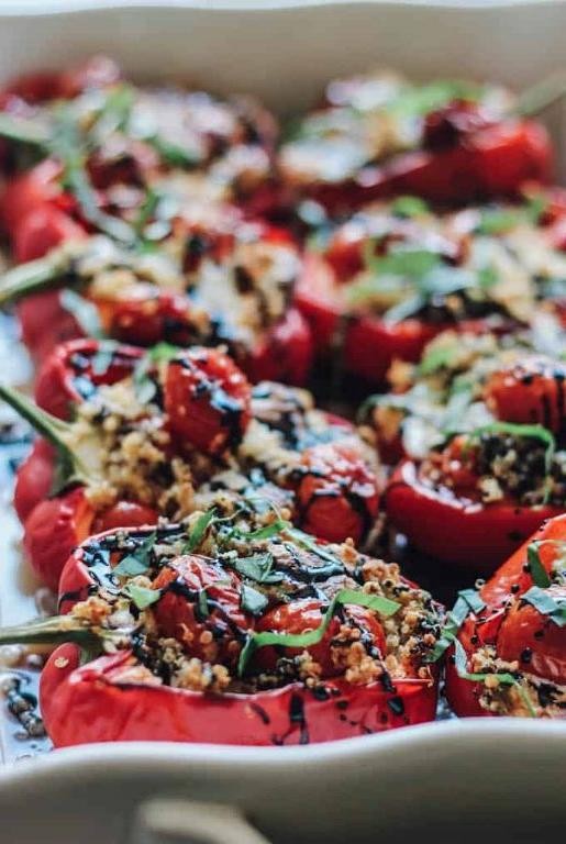 Grape Tomato and Quinoa Stuffed Peppers