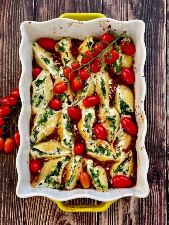 Grape Tomato and Ricotta Stuffed Shells