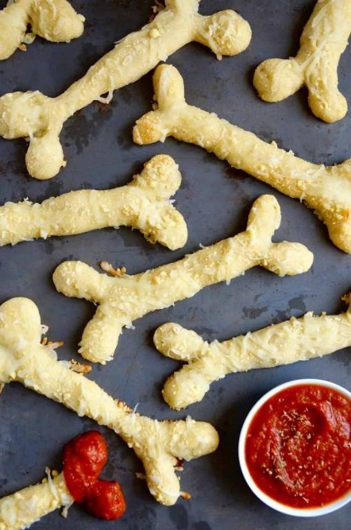 Graveyard Chili with Bone-Shaped Breadsticks