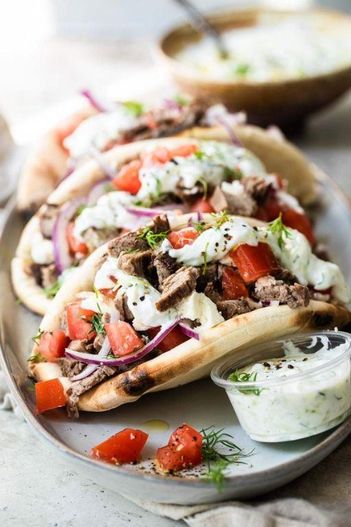 Greek Beef Gyro Wraps with Homemade Tzatziki