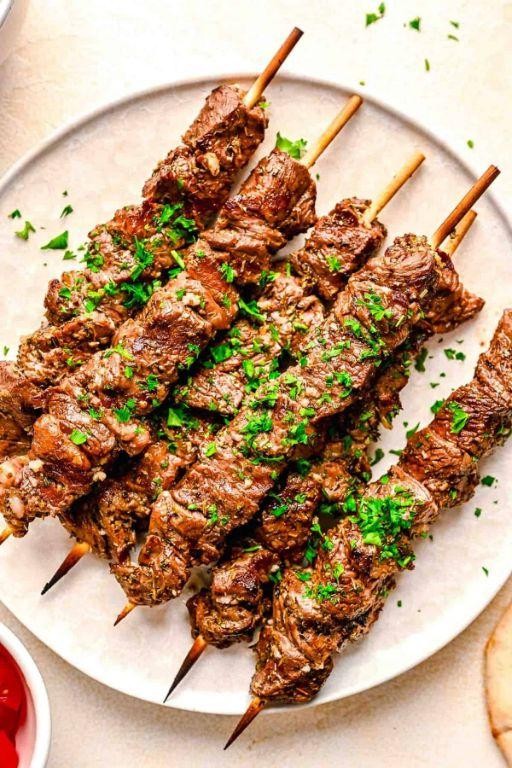 Greek Beef Souvlaki with Lemon Garlic Marinade