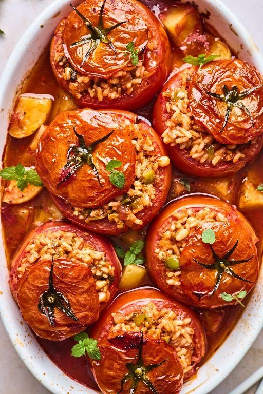 Greek Beef and Feta Stuffed Tomatoes