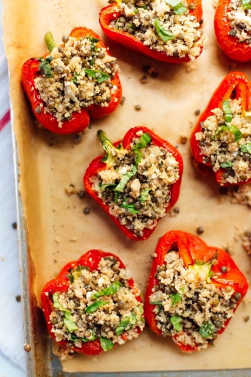 Greek Stuffed Peppers with Lentils