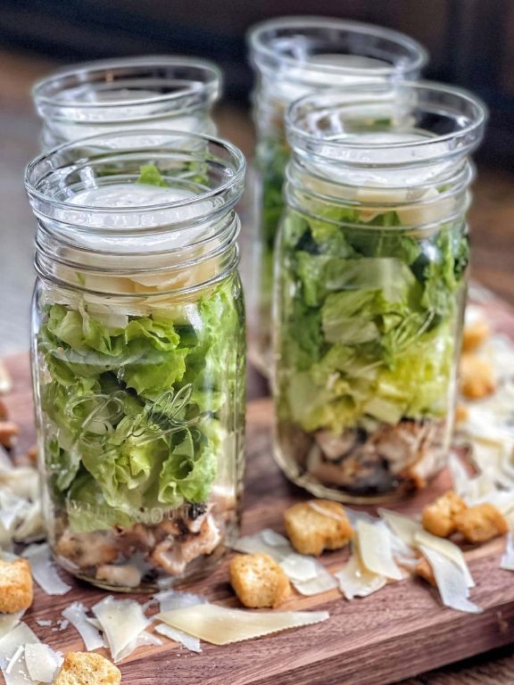 Greek Yogurt Caesar Mason Jar Salad