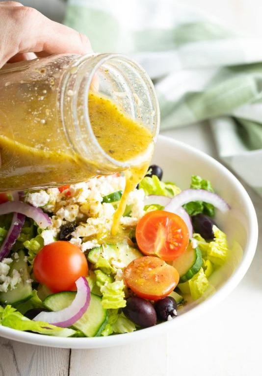 Greek salad with homemade dressing