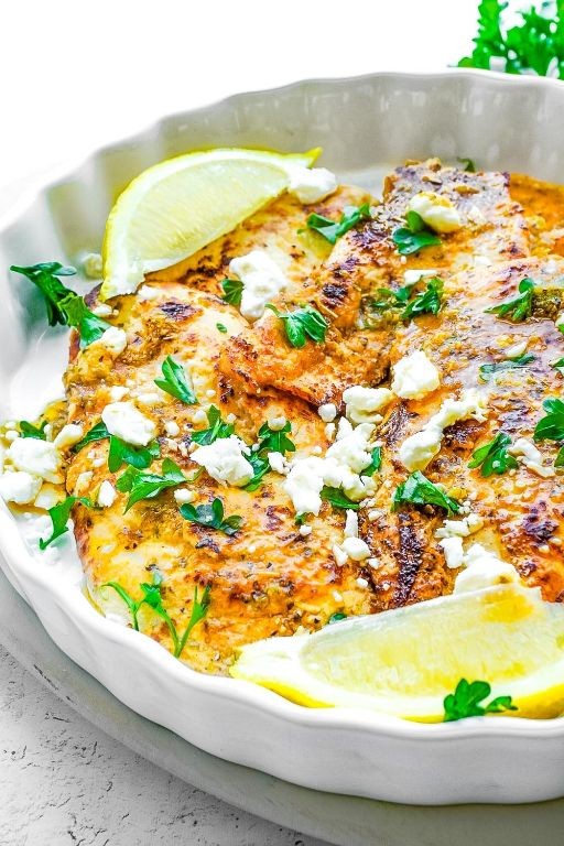 Greek-Inspired Lemon Chicken and Feta Dressing