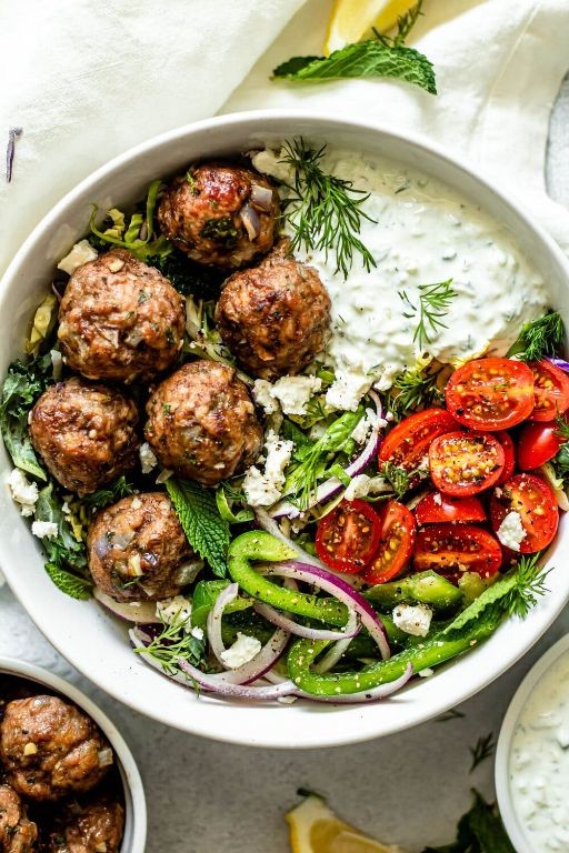 Greek-Style Beef Meatballs with Tzatziki