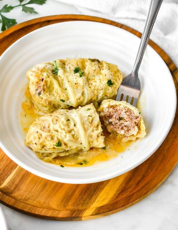 Greek-Style Beef and Rice Stuffed Cabbage Rolls