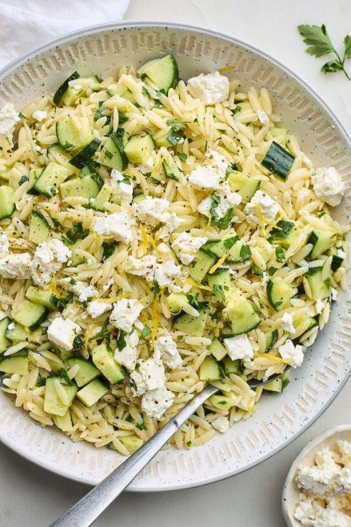 Greek-Style Orzo with Cucumber and Feta