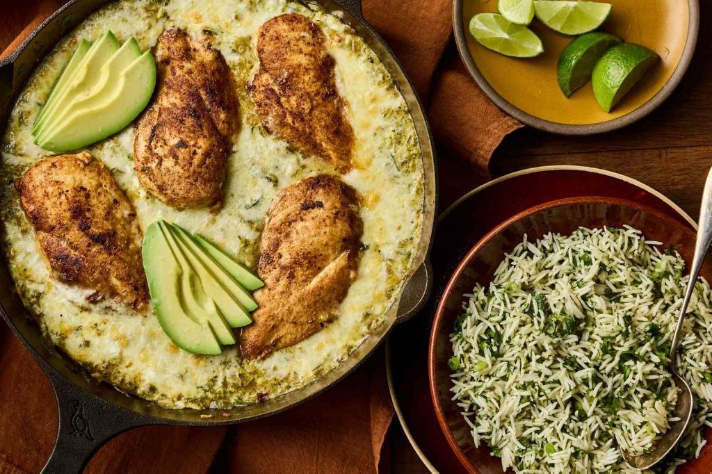 Green Chile Chicken and Corn Dressing Skillet