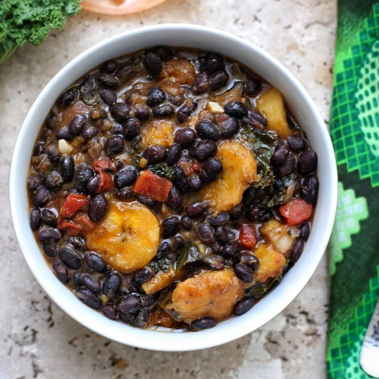 Green Plantain and Black Bean Stew