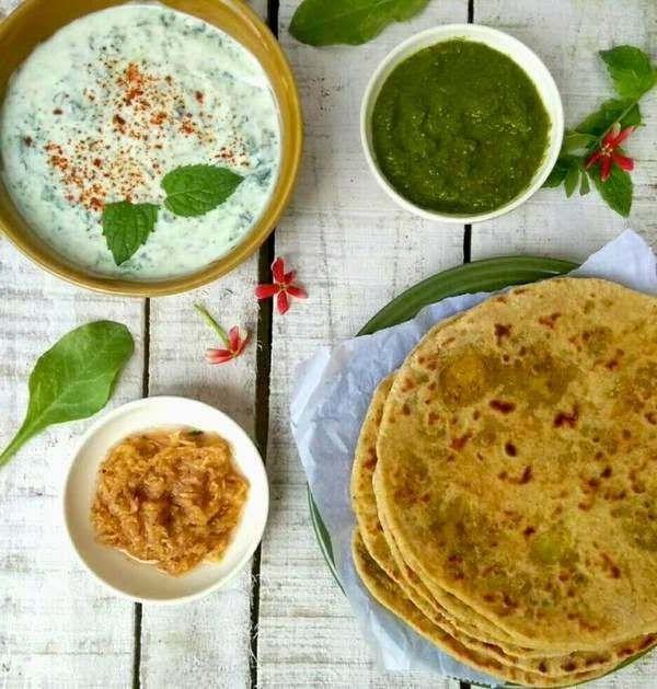 Green Tomato Stuffed Paratha