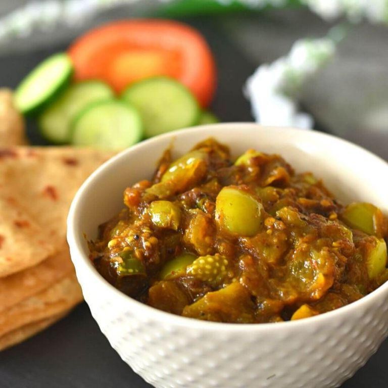 Green Tomato and Onion Sabzi