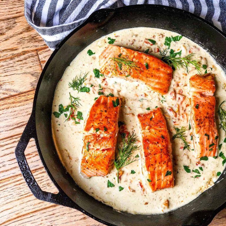 Griddle-Seared Salmon with Lemon-Dill Sauce