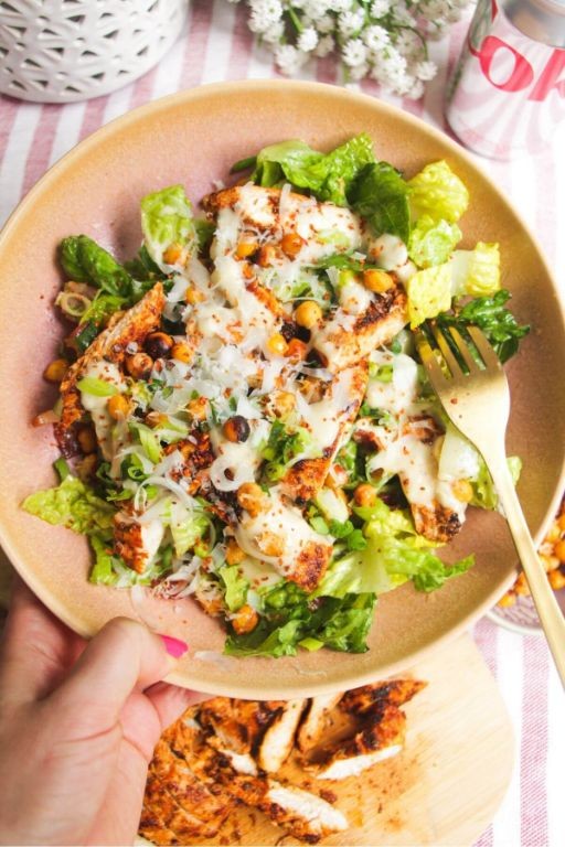 Grilled Chicken Caesar Salad with Parmesan Crisps