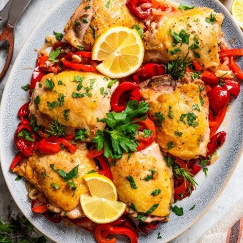 Grilled Chicken Scarpariello with Charred Lemon