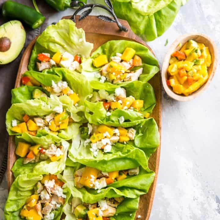 Grilled Chicken and Mango Salsa Lettuce Wraps