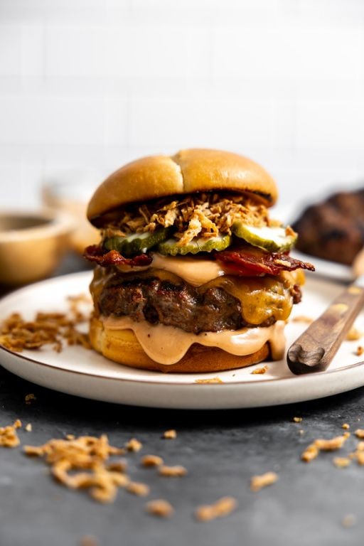 Grilled Cowboy Burgers with Piled-High Toppings