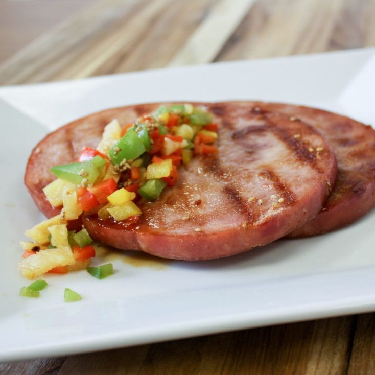 Grilled Ham Steaks with Pineapple Salsa
